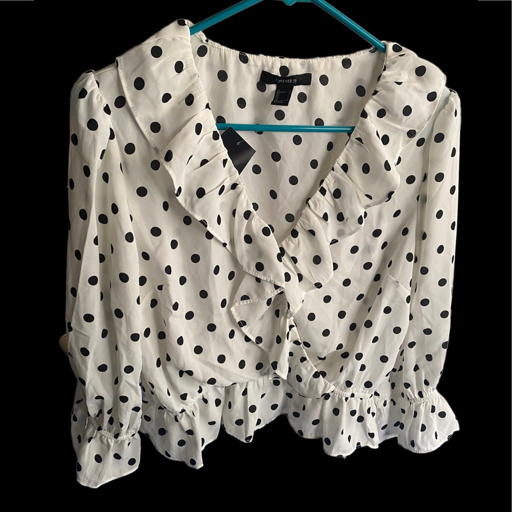 Forever 21 Polka Dot white blouse